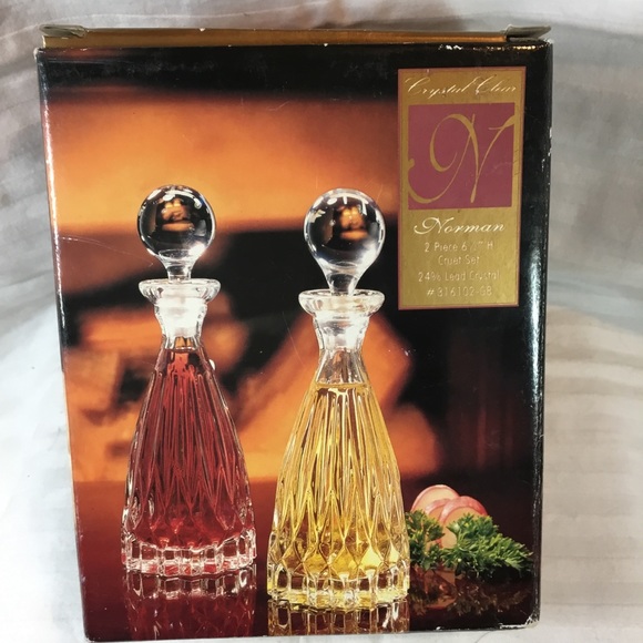 Leaded crystal cruet set- NIB - Picture 1 of 3